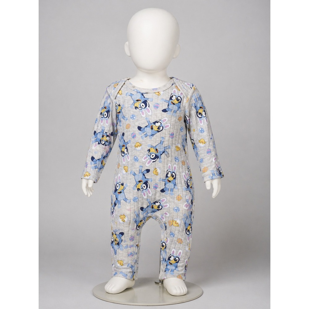 Bluey Baby Romper Pajamas Infant One Piece Long Sleeve Cartoon Sleepwear Gray